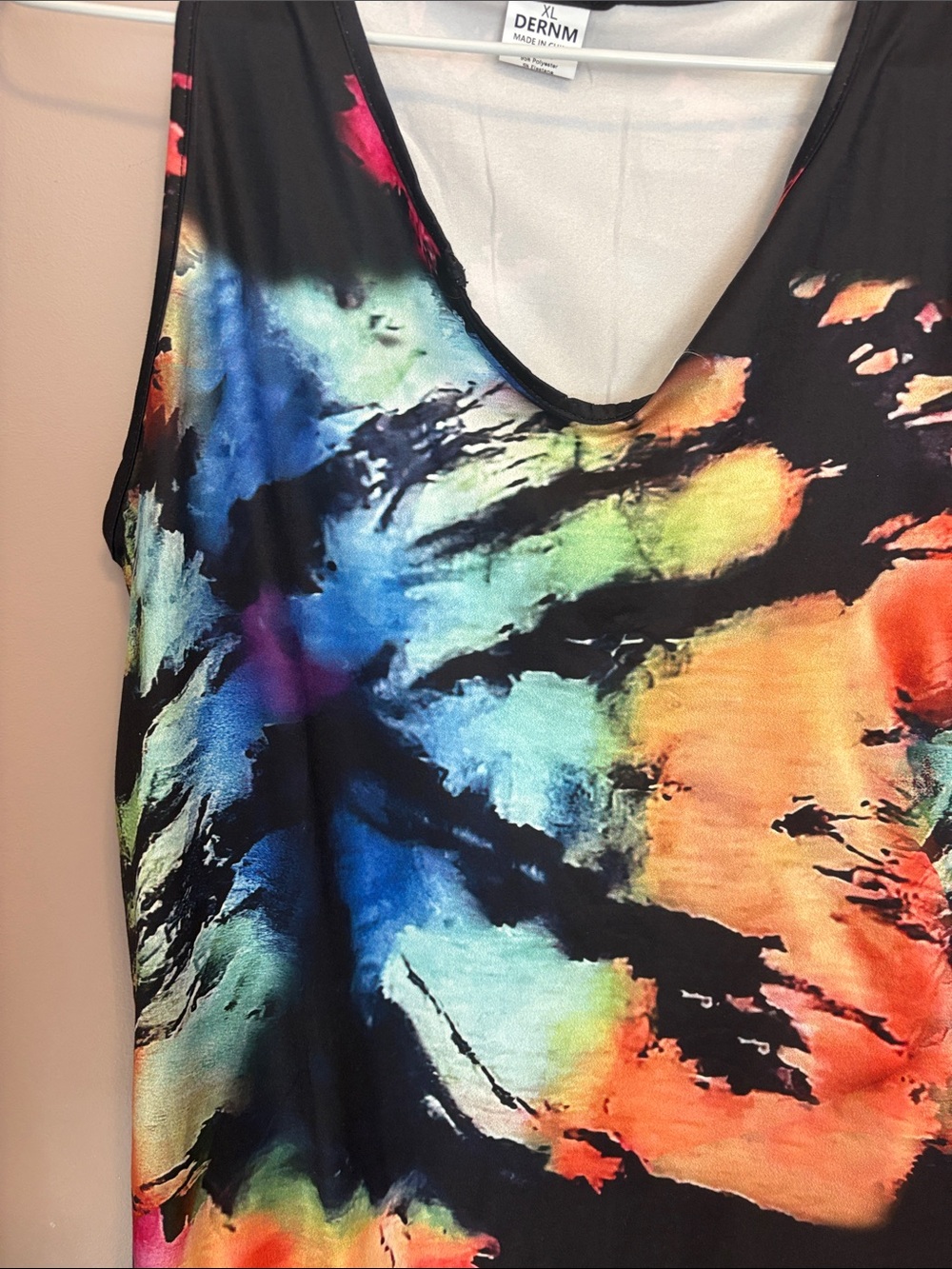 Multicolor Abstract Print V-Neck Dress - Picture 2 of 3
